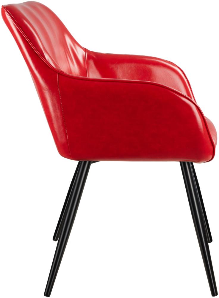 8er Set Stuhl Marilyn Kunstleder, schwarze Stuhlbeine - rot/schwarz Bild 1