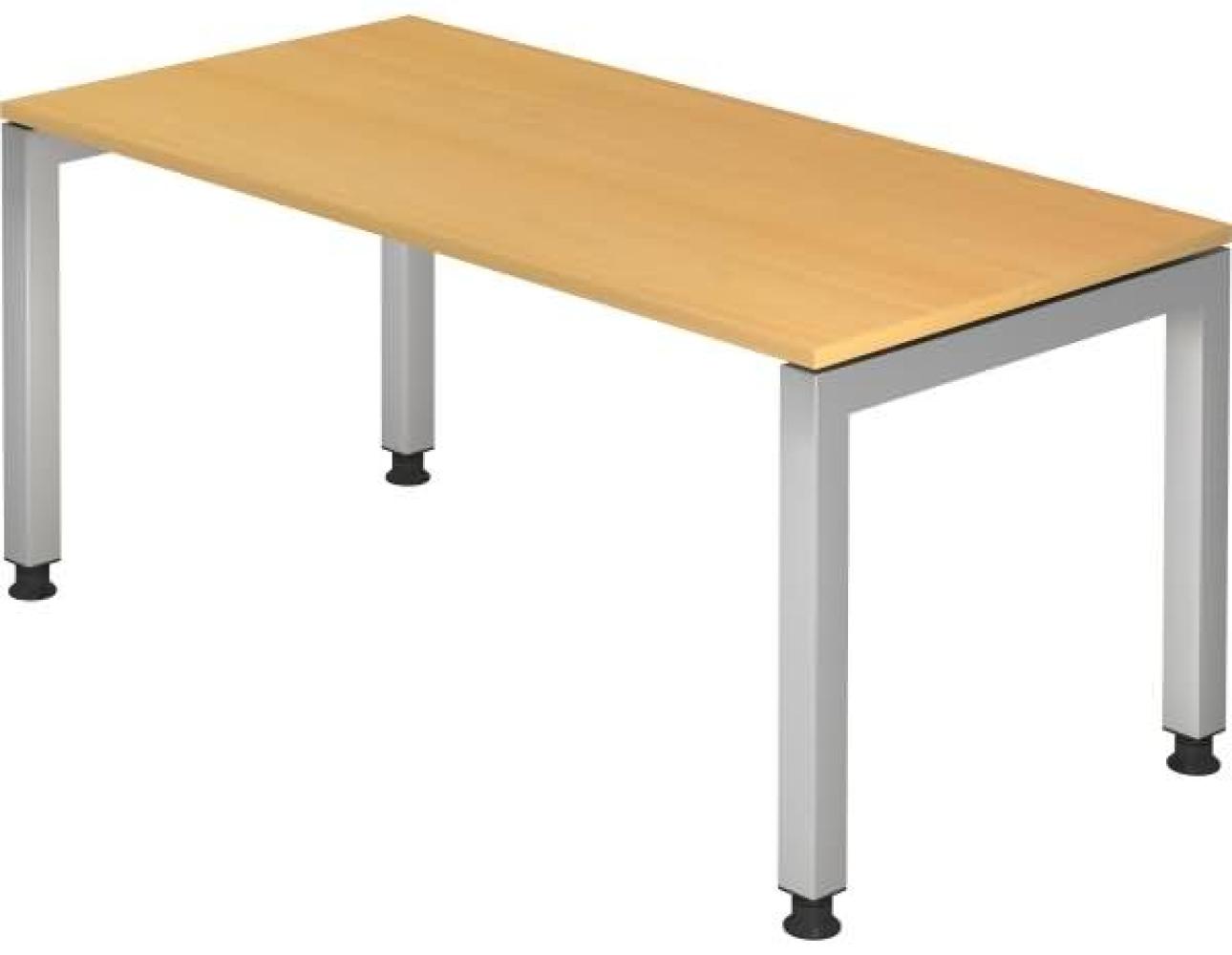Schreibtisch JS16 U-Fuß / 4-Fuß eckig 160x80cm Buche Gestellfarbe: Silber Bild 1