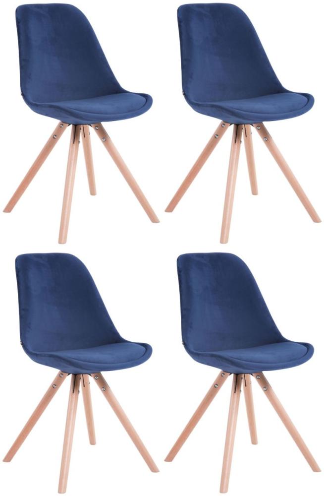 4er Set Stühle Toulouse Samt Rund natura blau Bild 1