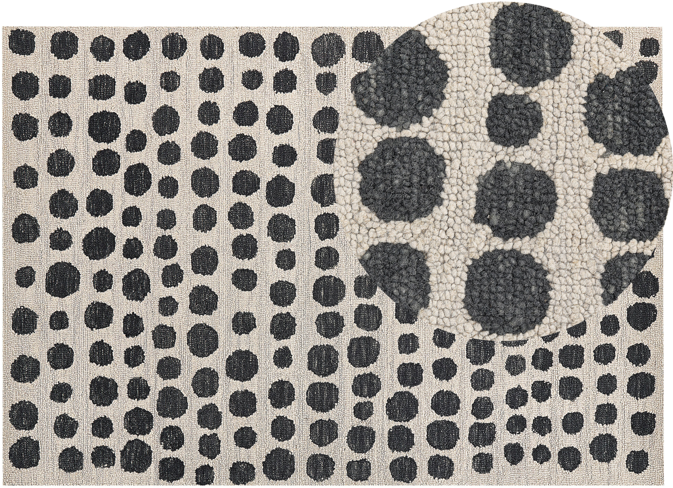 Teppich beige schwarz 160 x 230 cm gepunktetes Muster HAVRAN Bild 1