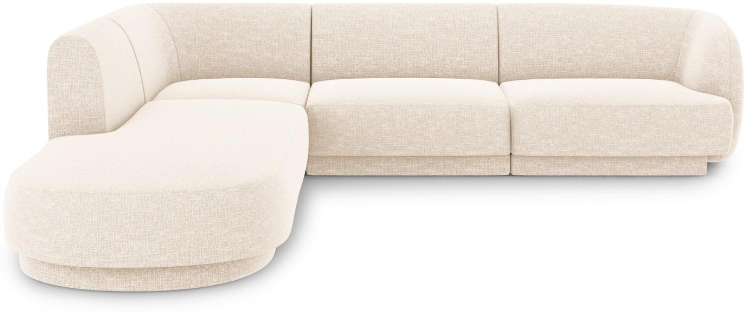 Micadoni 6-Sitzer Ecke links Sofa Miley | Bezug Light Beige | Beinfarbe Black Plastic Bild 1