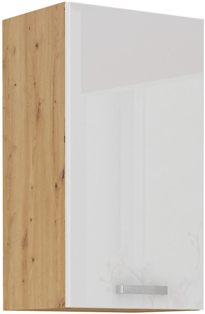 Hängeschrank 40 cm Eiche Artisan + Weiß Hochglanz Küchenzeile Küchenblock Küche Bild 1