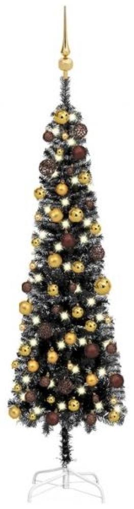 Weihnachtsbaum Schlank mit LEDs & Kugeln Schwarz 150 cm Bild 1
