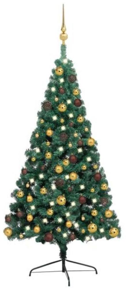 vidaXL Künstlicher Halber Weihnachtsbaum mit LEDs & Kugeln Grün 240cm Bild 1