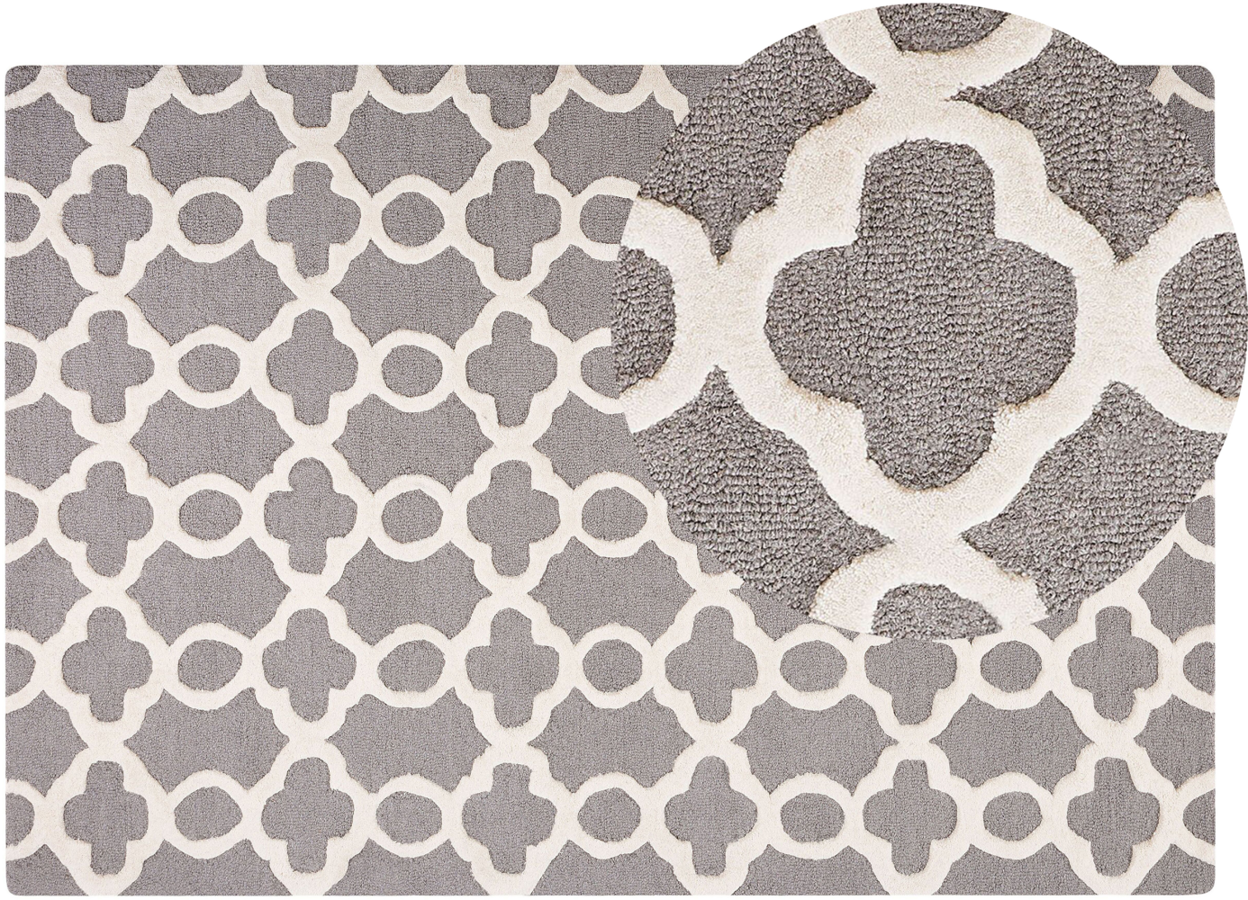 Teppich grau 140 x 200 cm marokkanisches Muster Kurzflor ZILE Bild 1