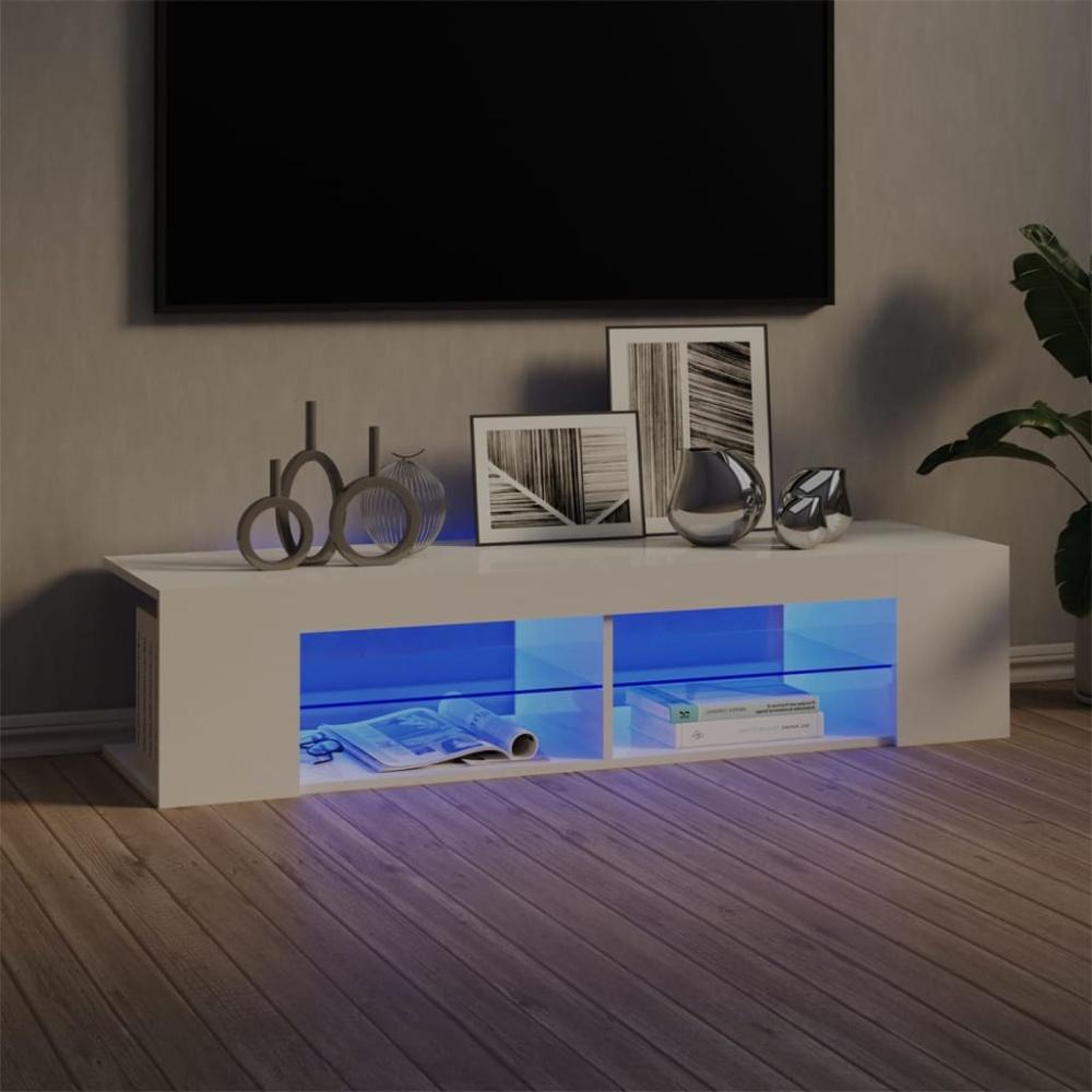 TV-Schrank mit LED-Leuchten Hochglanz-Weiß 135x39x30 cm Bild 1