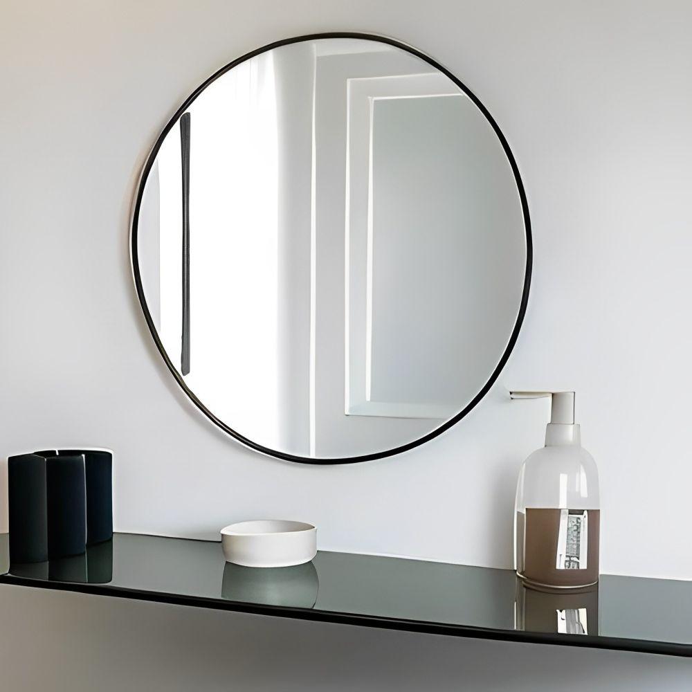 Moderner Spiegel BARCA schwarz Ø80 cm Aluminium Bild 1