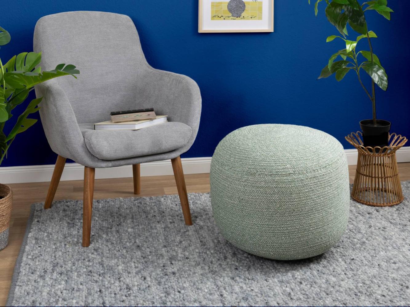 Sitzkissen Bali Pouf, Farbe: Grün meliert, Größe: 55x55x45 cm Bild 1