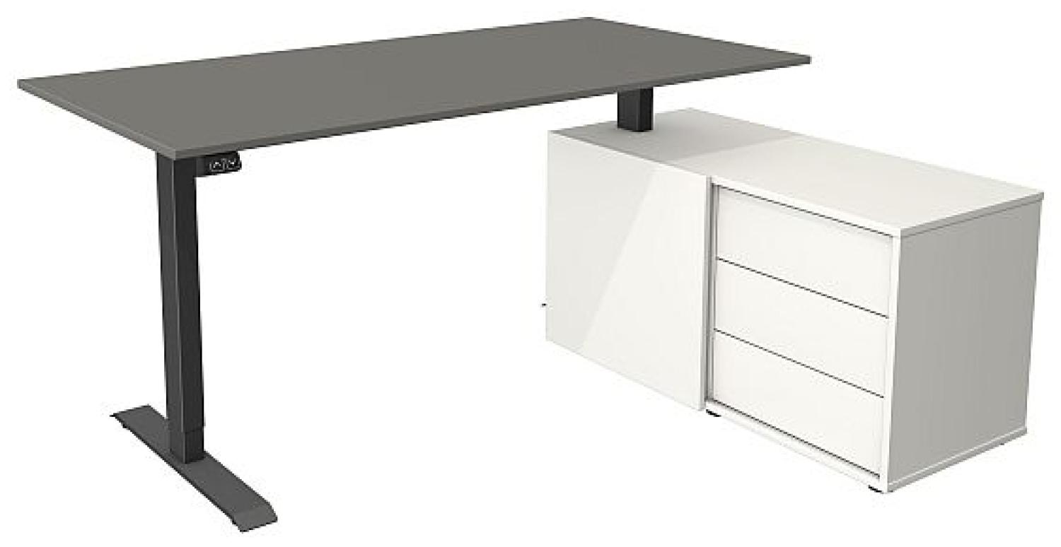 Kerkmann Schreibtisch Sitz- /Stehtisch Move 1 anthrazit mit Sideboard grafit Bild 1