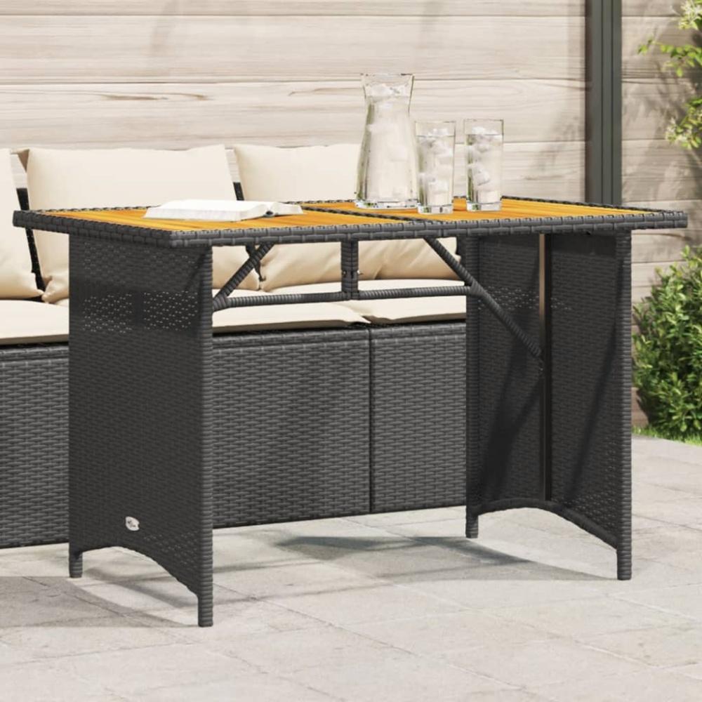 vidaXL Gartentisch mit Holzplatte Schwarz 110x68x70 cm Poly Rattan Bild 1