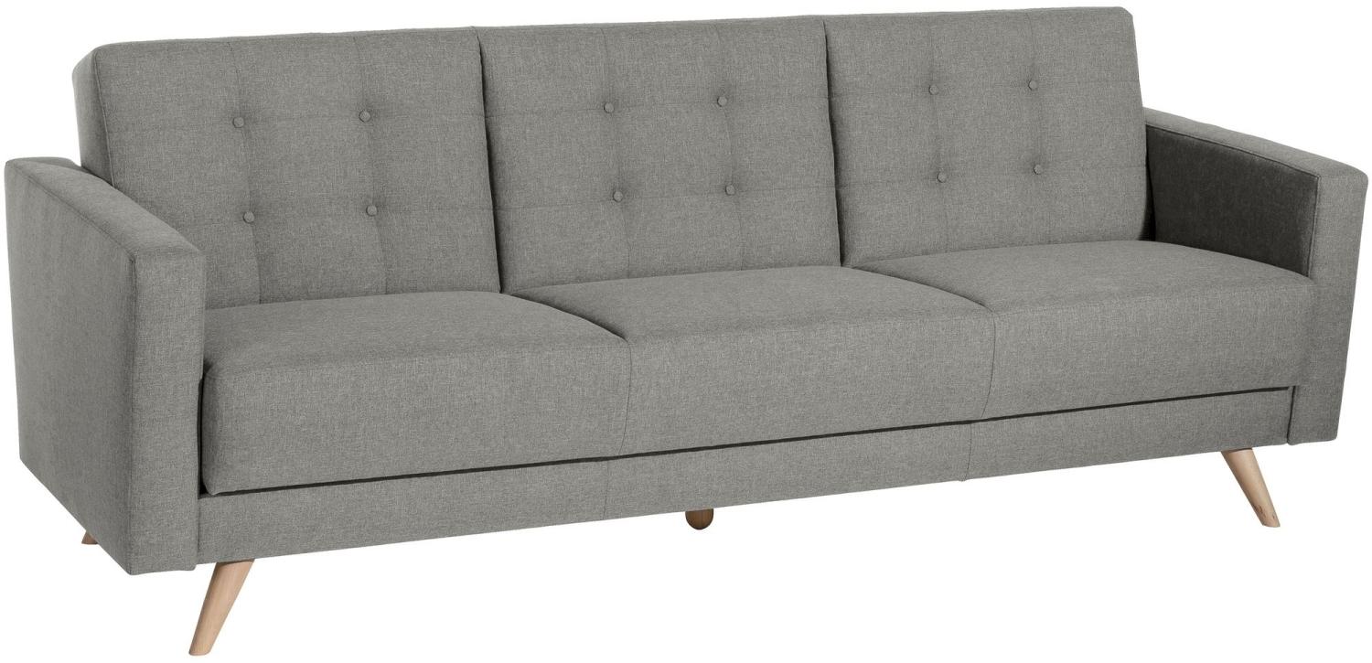 Sofa 3-Sitzer mit Bettfunktion Karisa Bezug Flachgewebe Buche natur / hellgrau 21932 Bild 1