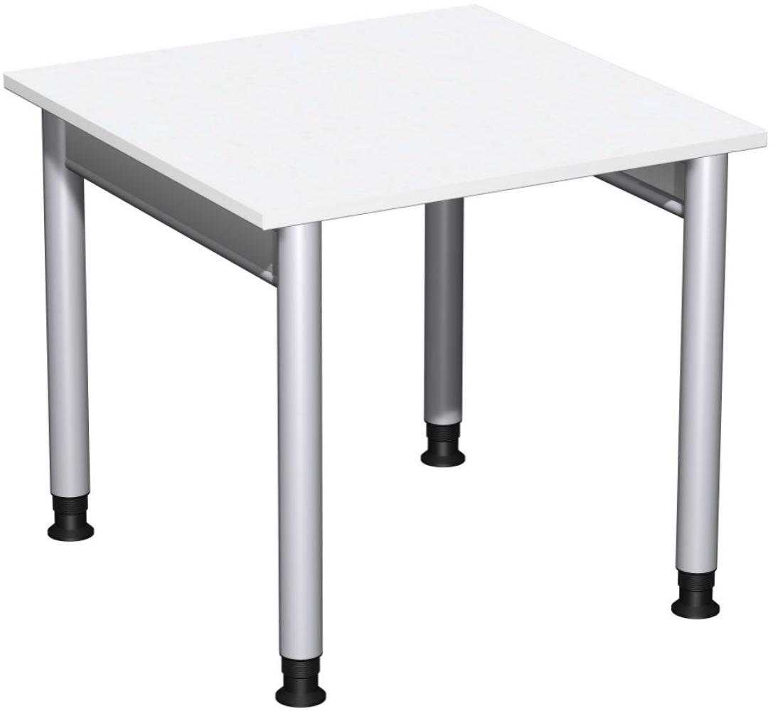 Schreibtisch '4 Fuß Pro' höhenverstellbar, 80x80cm, Weiß / Silber Bild 1