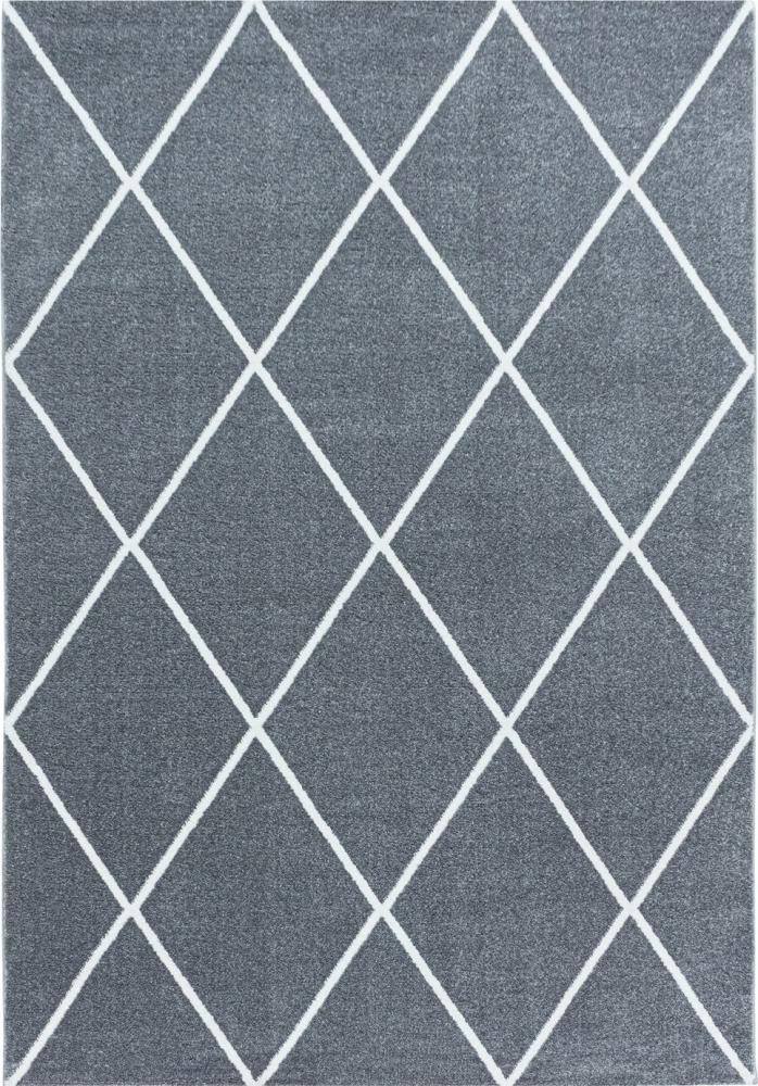 Kurzflor Teppich Roberto rechteckig - 120x170 cm - Silberfarbe Bild 1