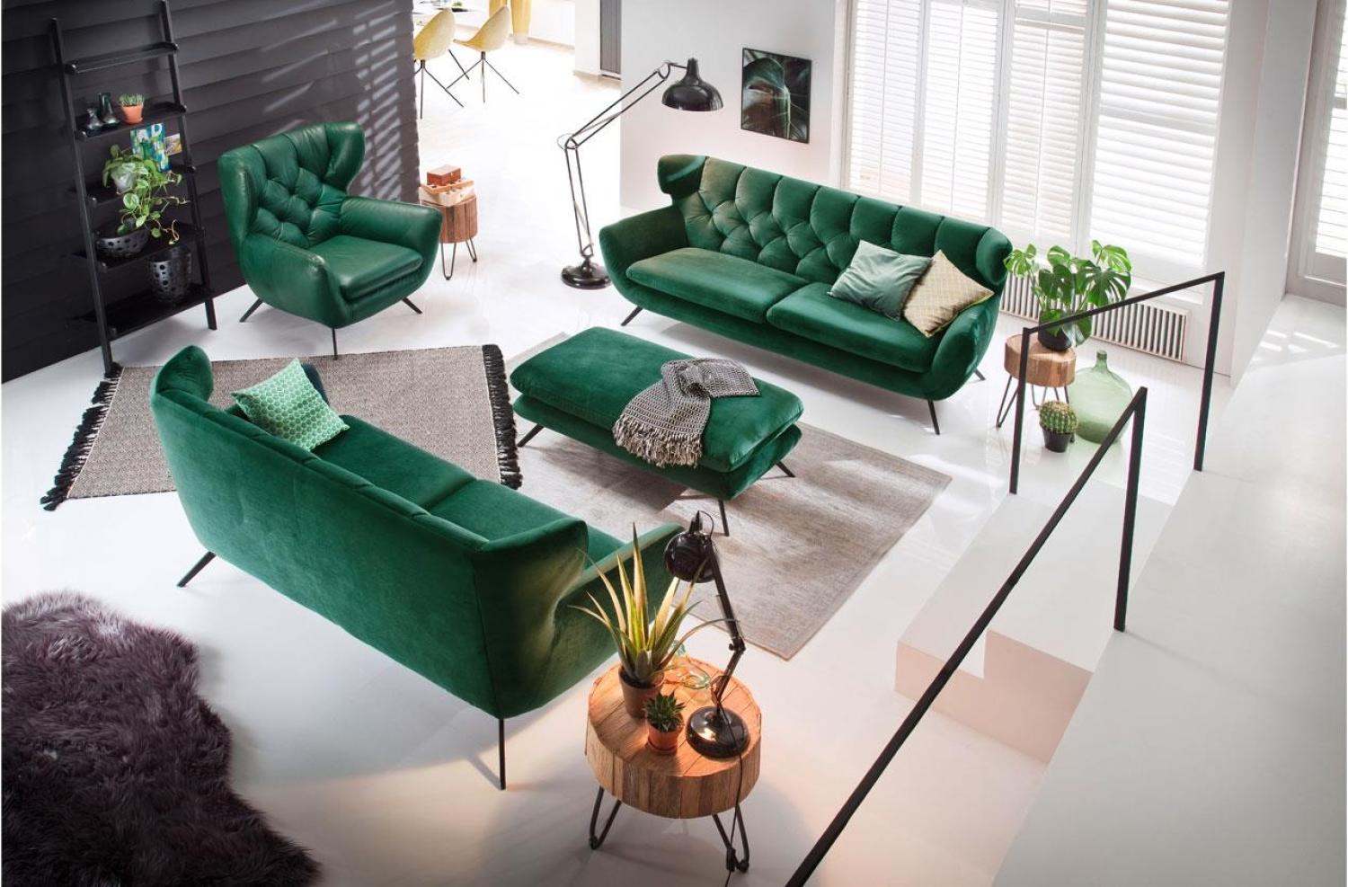 Sofa 2-Sitzer SIXTY Couch in Velour Stoff smaragd 175 cm Bild 1