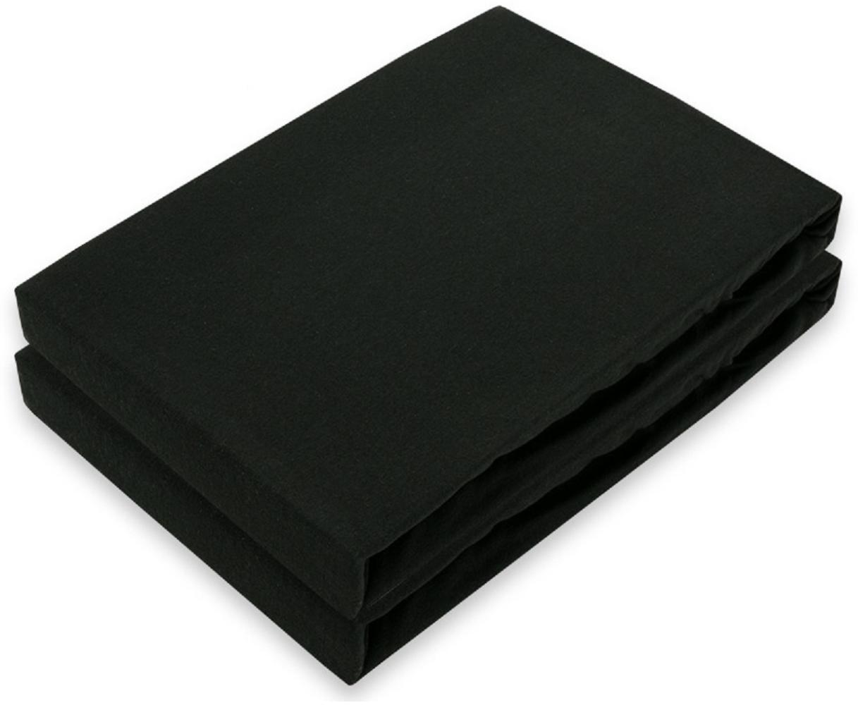 Marke Jersey Spannbettlaken Doppelpack 140 - 160 x 200 cm Schwarz Bild 1