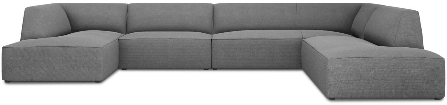 Micadoni 7-Sitzer Panorama Ecke rechts Sofa Ruby | Bezug Grey | Beinfarbe Black Plastic Bild 1