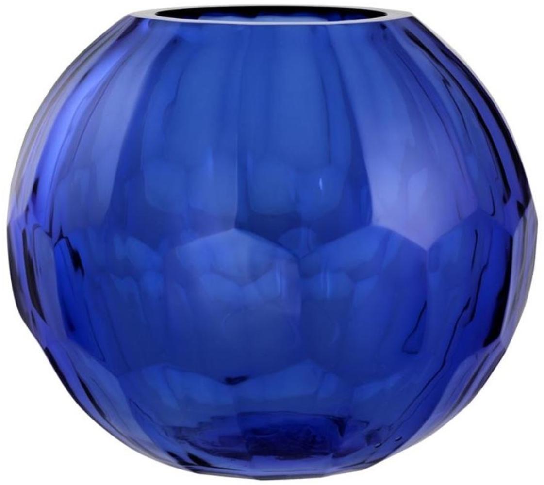 Casa Padrino Glas Vase / Blumenvase Blau Ø 19 x H. 16 cm - Luxus Wohnzimmer Deko Bild 1