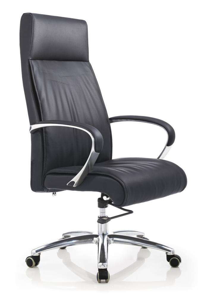SalesFever Stuhl Bürostuhl Echtleder schwarz Echtleder, Kunstleder, Aluminium, Chrom L = 66 x B = 67 x H = 116 Bild 1