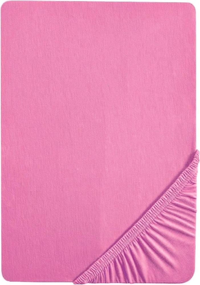 Biberna Jersey-Stretch Spannbettlaken Spannbetttuch 90x200 cm - 100x200 cm Pink Bild 1