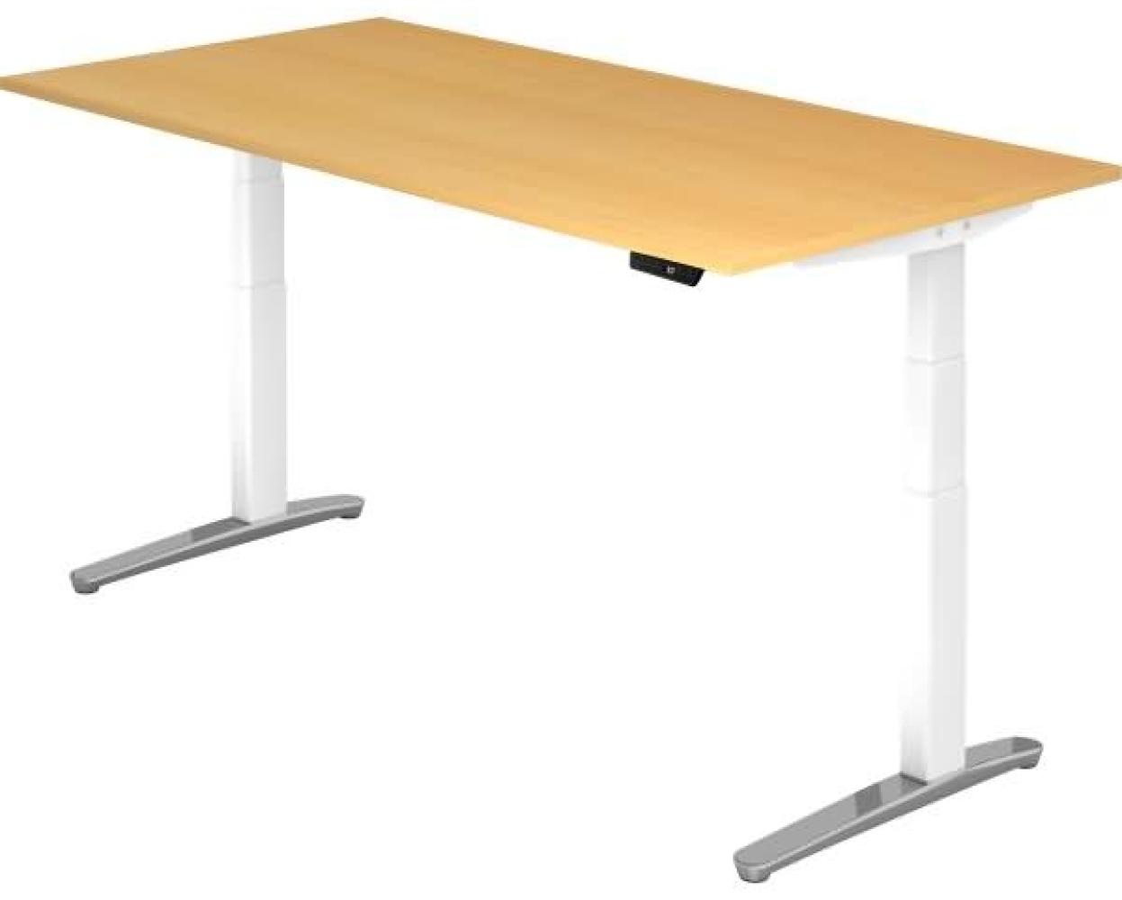 'XBHM2E' Sitz-Steh-Schreibtisch elektrisch 200x100cm Buche Weiß, poliert Bild 1