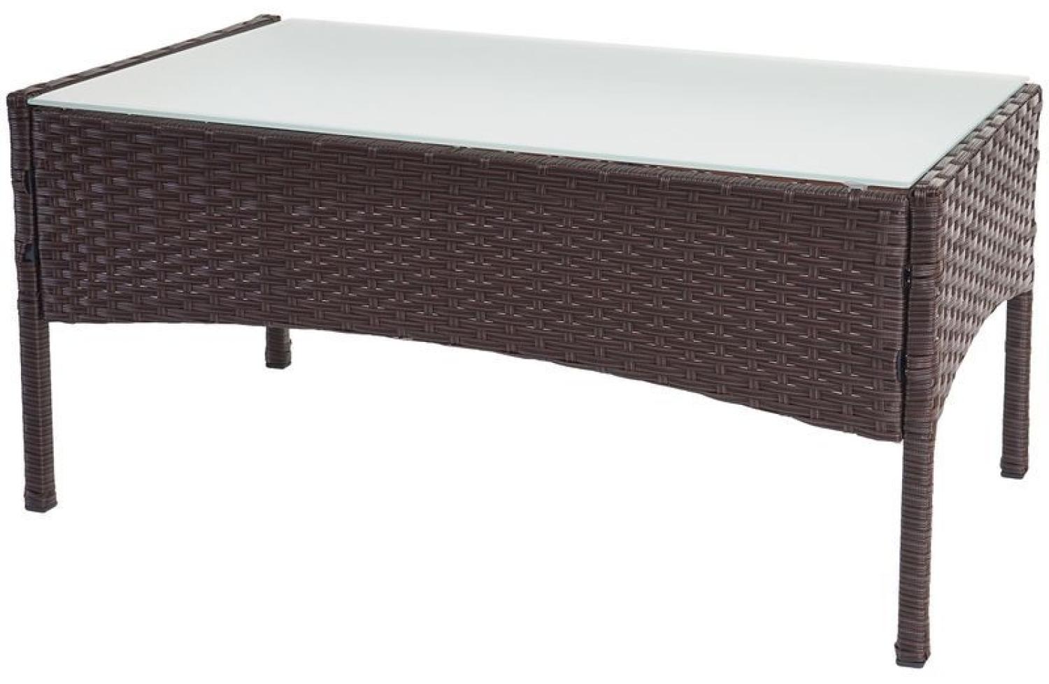 HHG x-Rattan Gartentisch Hamar, Beistelltisch Tisch mit Glasplatte braun-meliert Bild 1