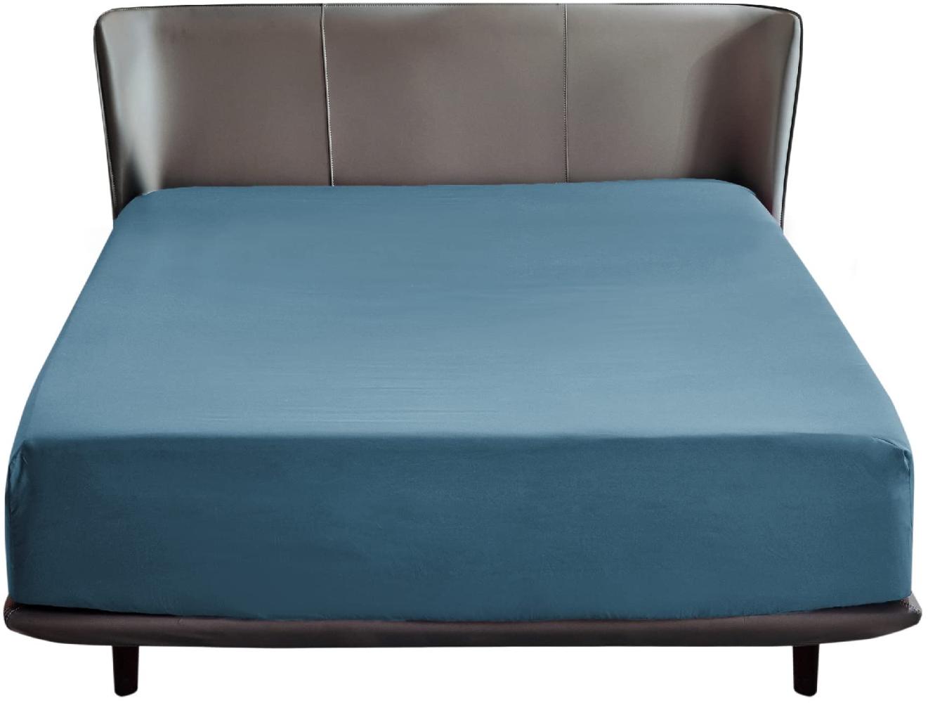 Bedsure Spannbettlaken 180x 200 cm Hellblau, Mikrofaser Bettlaken 180x200cm für Matratze bis 30 cm hohe, Spannbetttuch Leintuch für Boxspringbett Bild 1