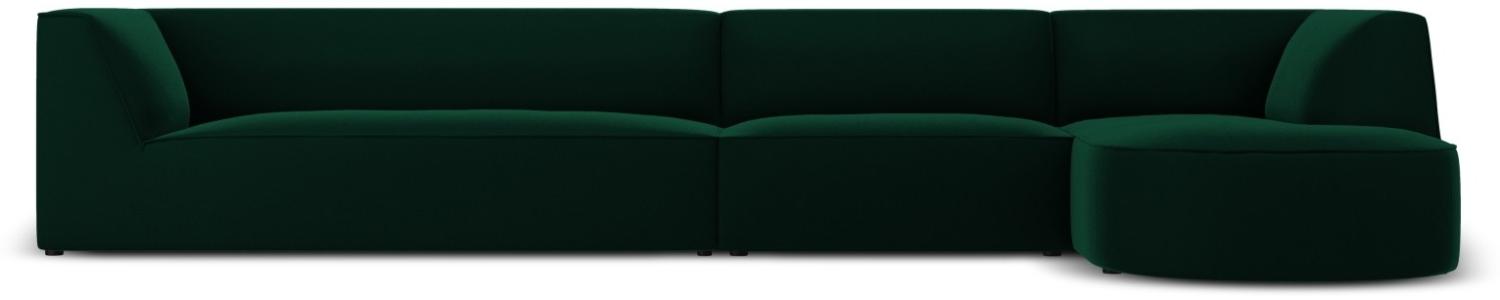 Micadoni 6-Sitzer Samtstoff Modular Ecke rechts Sofa Ruby | Bezug Bottle Green | Beinfarbe Black Plastic Bild 1