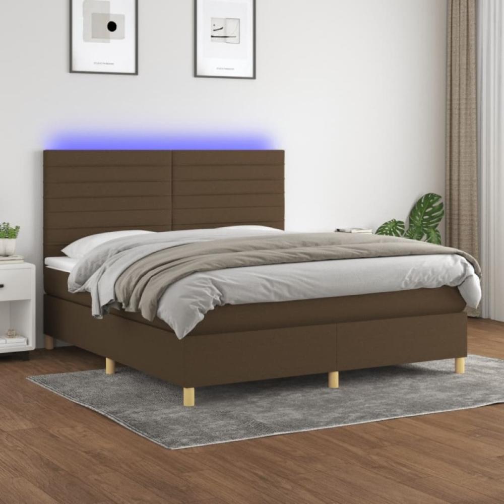 Boxspringbett mit Matratze & LED Dunkelbraun 180x200 cm Stoff (Farbe: Braun) Bild 1