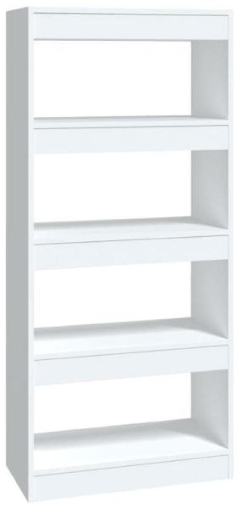 Bücherregal/Raumteiler Hochglanz-Weiß 60x30x135cm Holzwerkstoff Bild 1