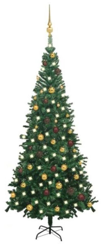 vidaXL Künstlicher Weihnachtsbaum mit LEDs & Schmuck L 240 cm Grün Bild 1