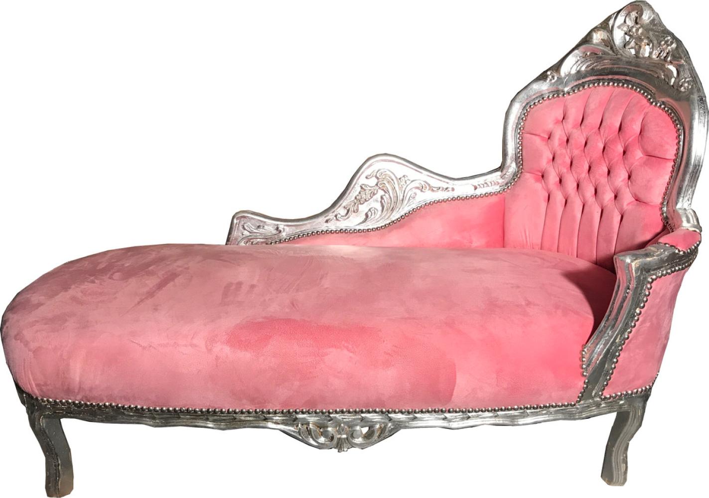 Casa Padrino Barock Chaiselongue Rosa / Silber - Möbel Liege Recamiere Wohnzimmer Bild 1