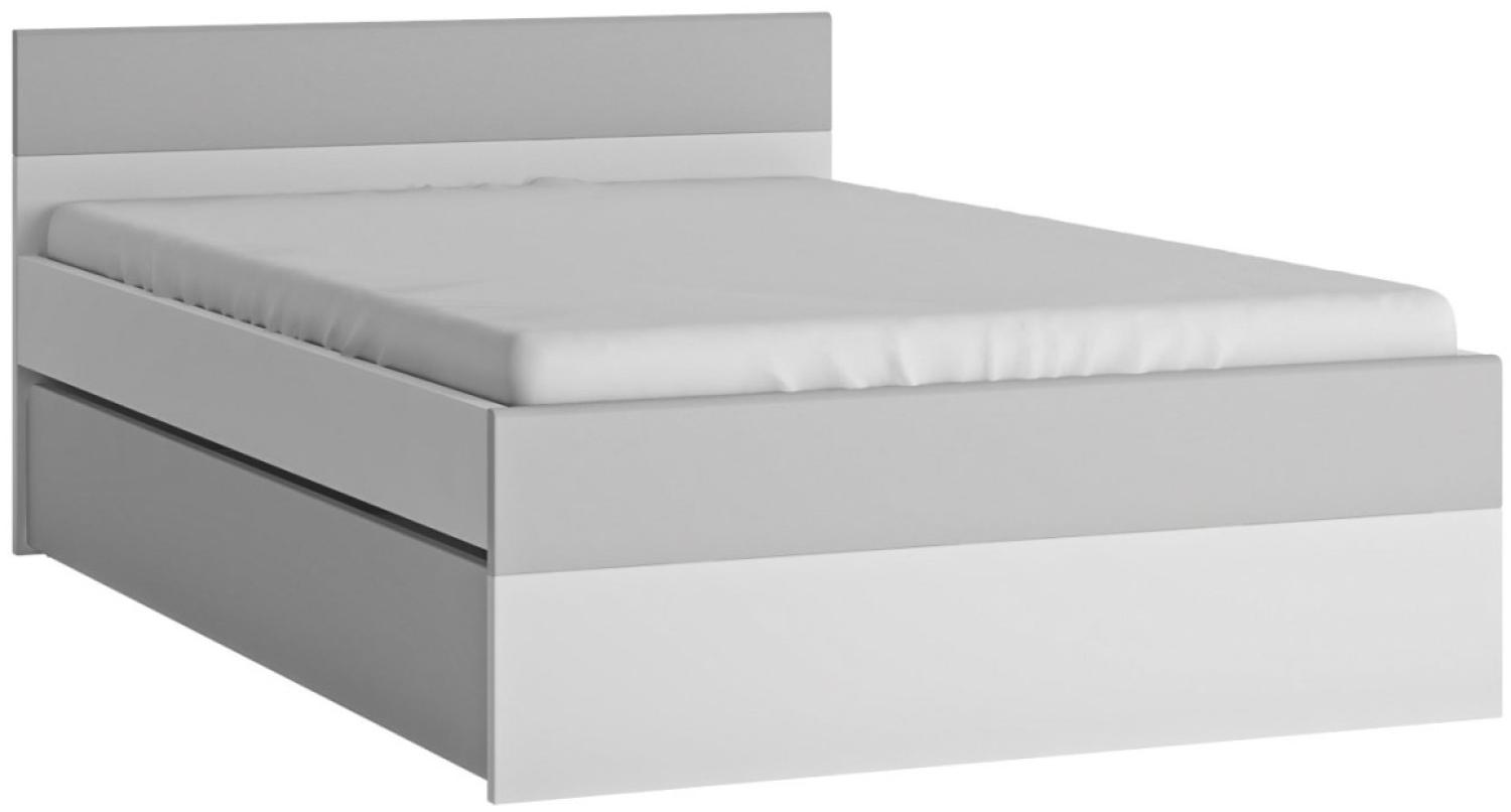 Bett Einzelbett Albi 120x200cm weiß grau Hochglanz mit Lattenrost Bild 1