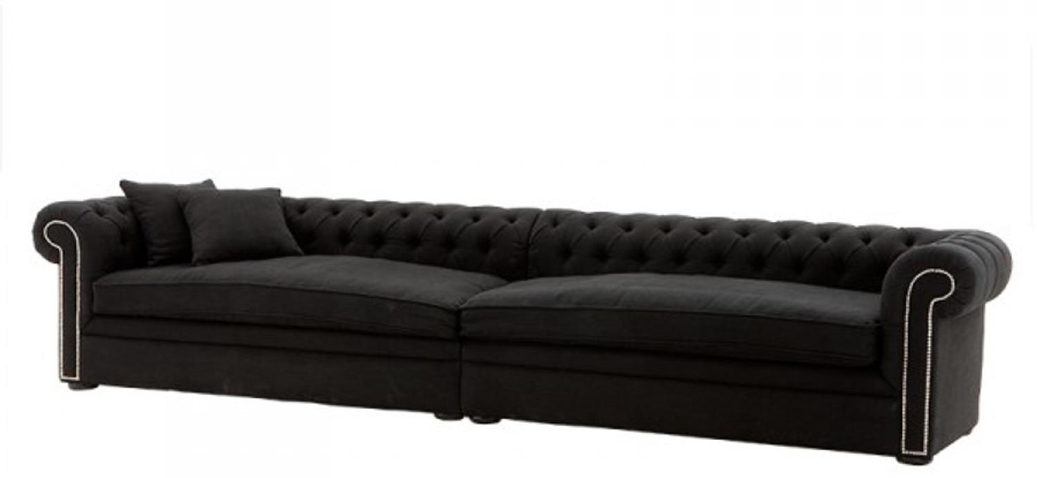 Riesiges Chesterfield Luxus Sofa Schwarz Leinen 380cm Länge Bild 1