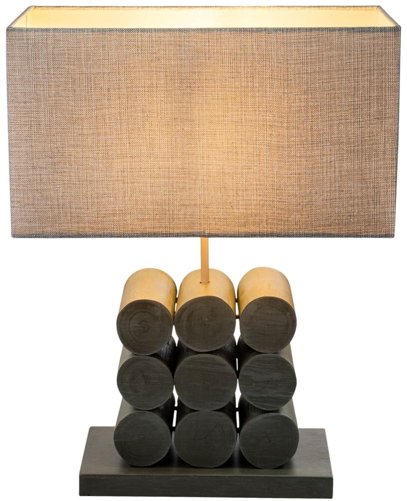 RGB LED Tischleuchte, Holz, Textil, grau, H 53 cm, ARIZONA Bild 1