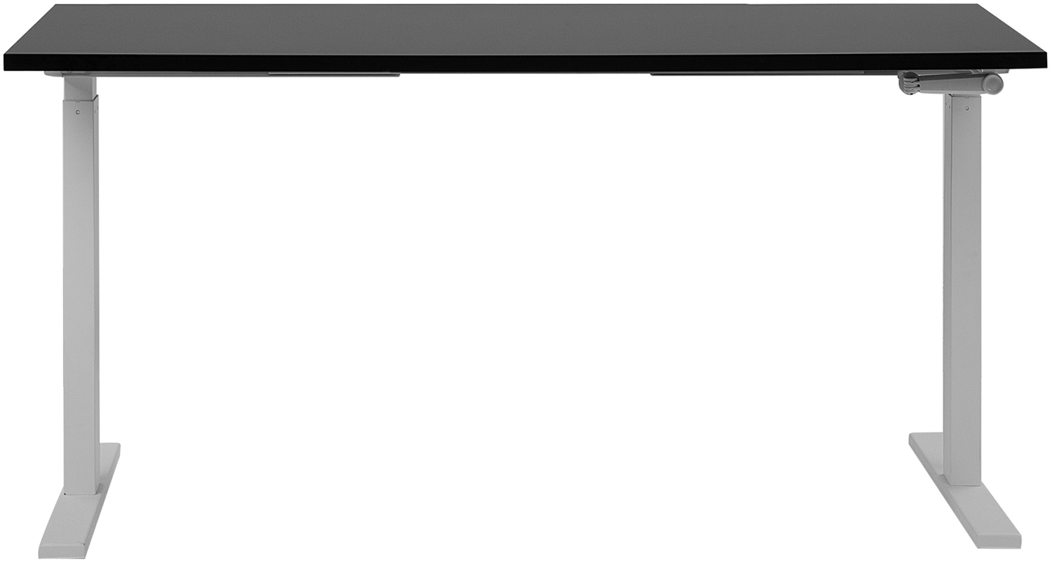 Schreibtisch manuell höhenverstellbar, Spanplatte Schwarz/ Weiß, 76-116 x 130 x 72 cm Bild 1