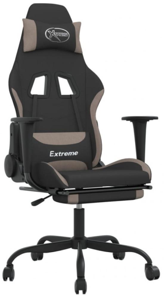 vidaXL Gaming-Stuhl mit Massage & Fußstütze Schwarz und Taupe Stoff Bild 1
