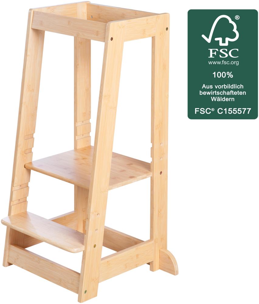 roba Lernturm nach Montessori - Sicherer Tritthocker für Kinder - Ideal als Küchenhelfer - Bis 80 kg belastbar - FSC zertifiziertem Bambus Holz Bild 1