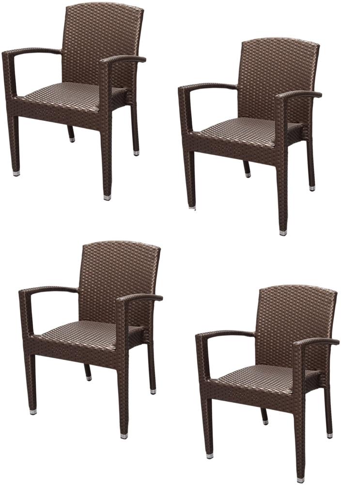 4x KONWAY® MAUI Stapelsessel Mokka Premium Polyrattan Garten Sessel Stuhl Set Bild 1