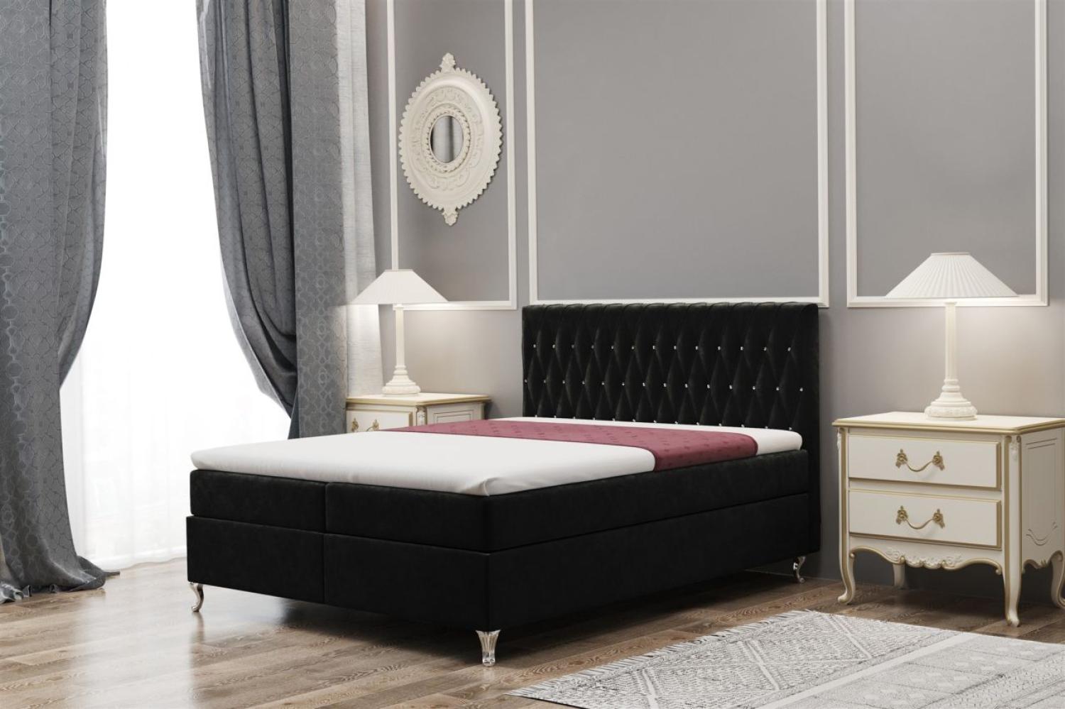 Boxspringbett Schlafzimmerbett ESME 120x200cm in Stoff Riviera Schwarz Bild 1