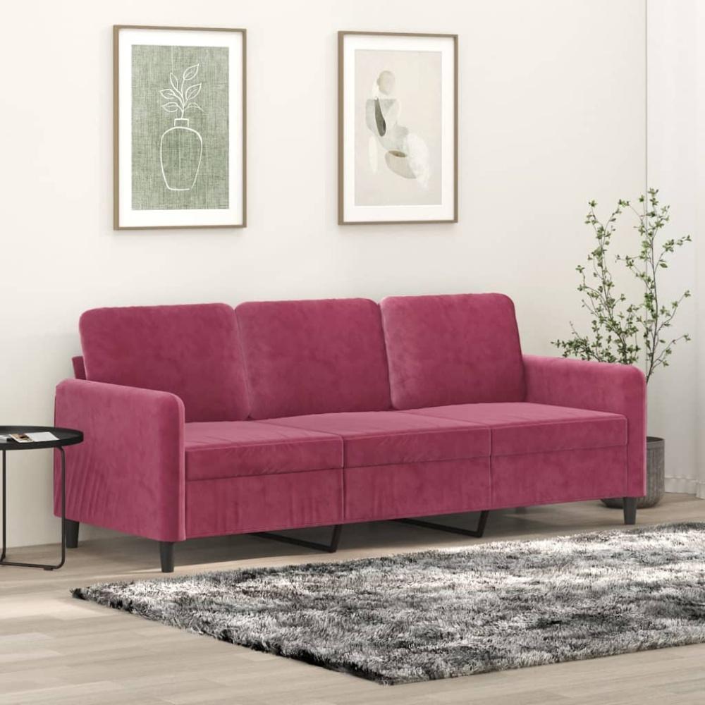 vidaXL 3-Sitzer-Sofa Weinrot 180 cm Samt Bild 1