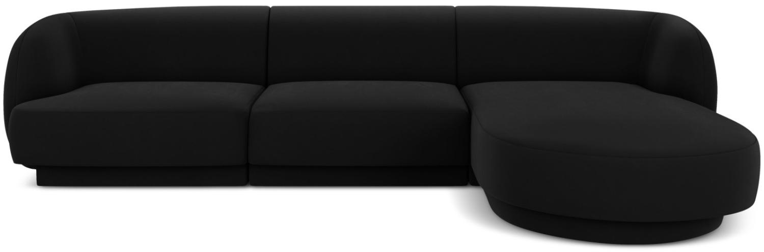 Micadoni 4-Sitzer Samtstoff Ecke rechts Sofa Miley | Bezug Black | Beinfarbe Black Plastic Bild 1