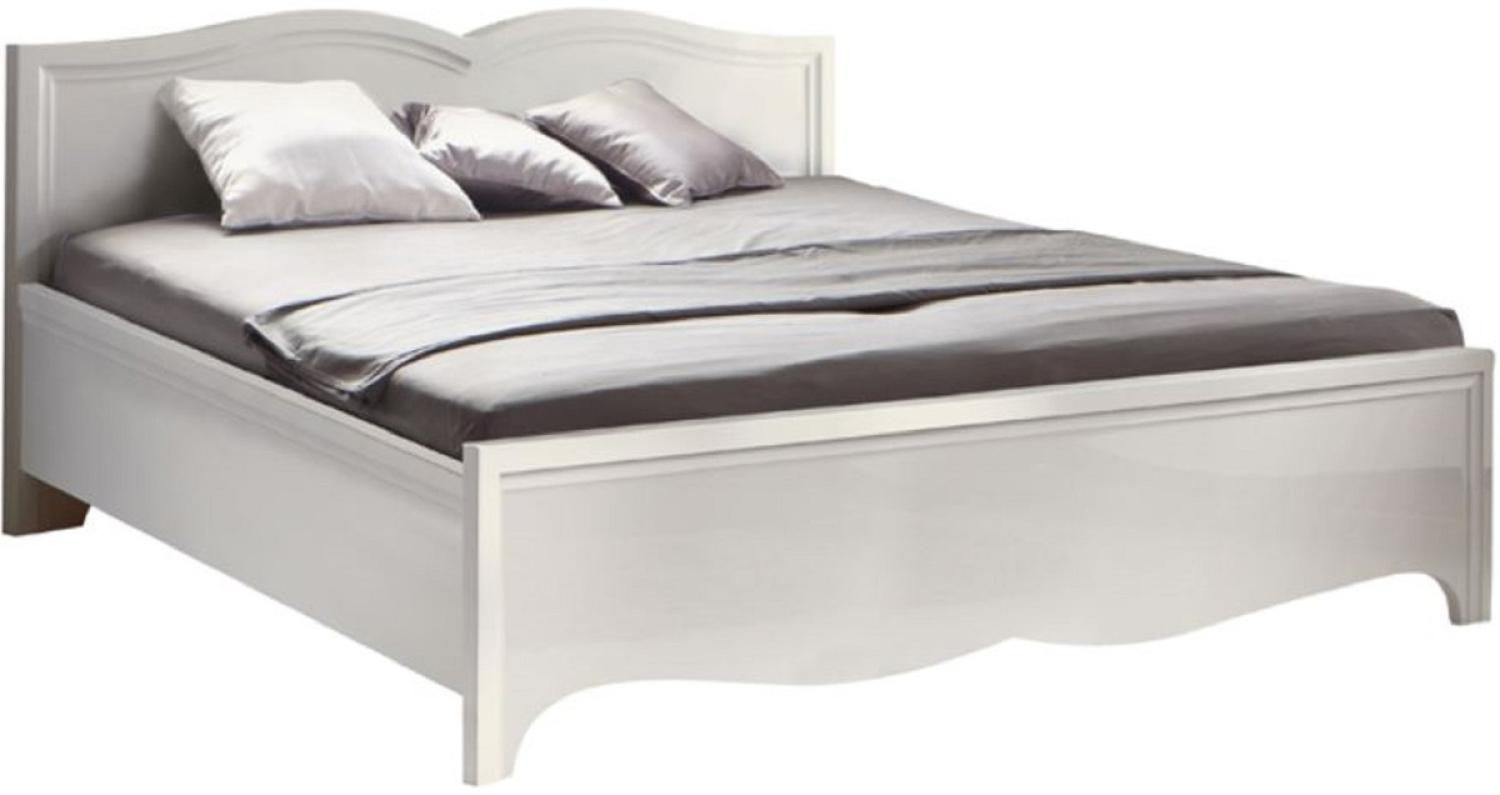 Casa Padrino Luxus Jugendstil Doppelbett Weiß 168 x 209,1 x H. 86 cm - Elegantes Massivholz Bett - Barock & Jugendstil Schlafzimmer Möbel Bild 1