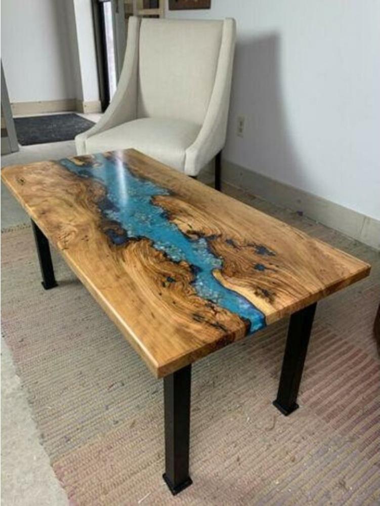 Couchtisch River Table Echtes Holz Flusstisch Dekorative Massiv Epoxidharz Bild 1