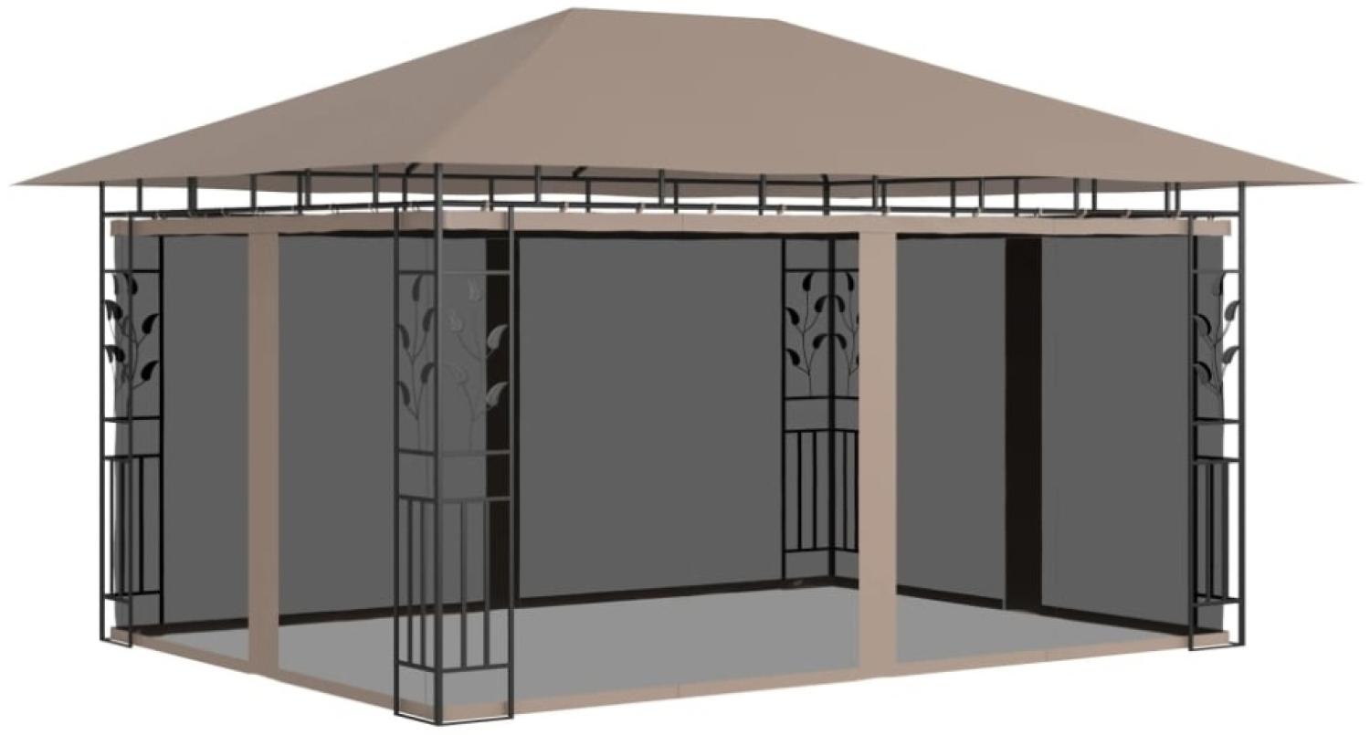 Pavillon mit Moskitonetz 4x3x2,73 m Taupe 180 g/m² Bild 1