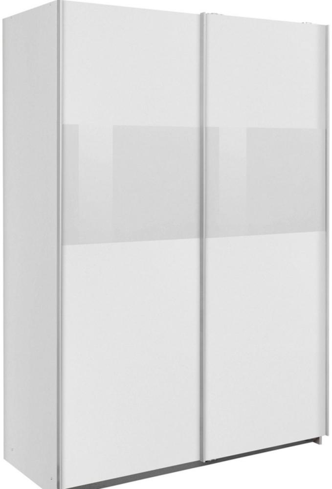 Schwebetürenschrank Bramfeld Kleiderschrank 135x64x198cm weiß Weißglas 2-türig Bild 1