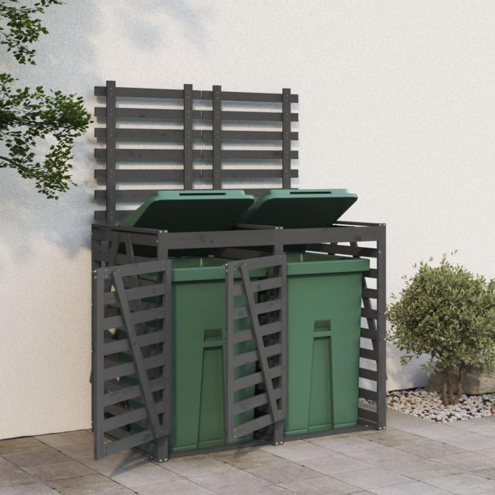 vidaXL Mülltonnenbox für 2 Tonnen Grau Massivholz Kiefer Bild 1