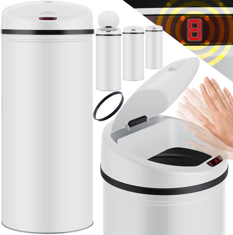KESSER® Automatik Sensor Mülleimer Abfalleimer Abfall EDELSTAHL Papierkorb 56 Liter, 56 Liter Weiß Bild 1