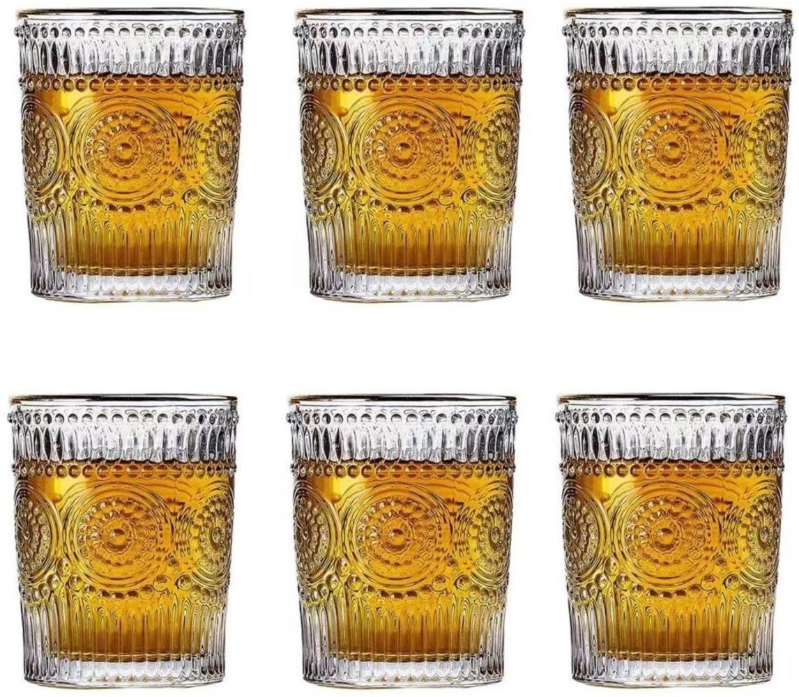 Trinkgläser Set 270ml 6 Gläser Glas Wasser Limonade Vintage Cognac Whiskey Retro Cocktail Bild 1