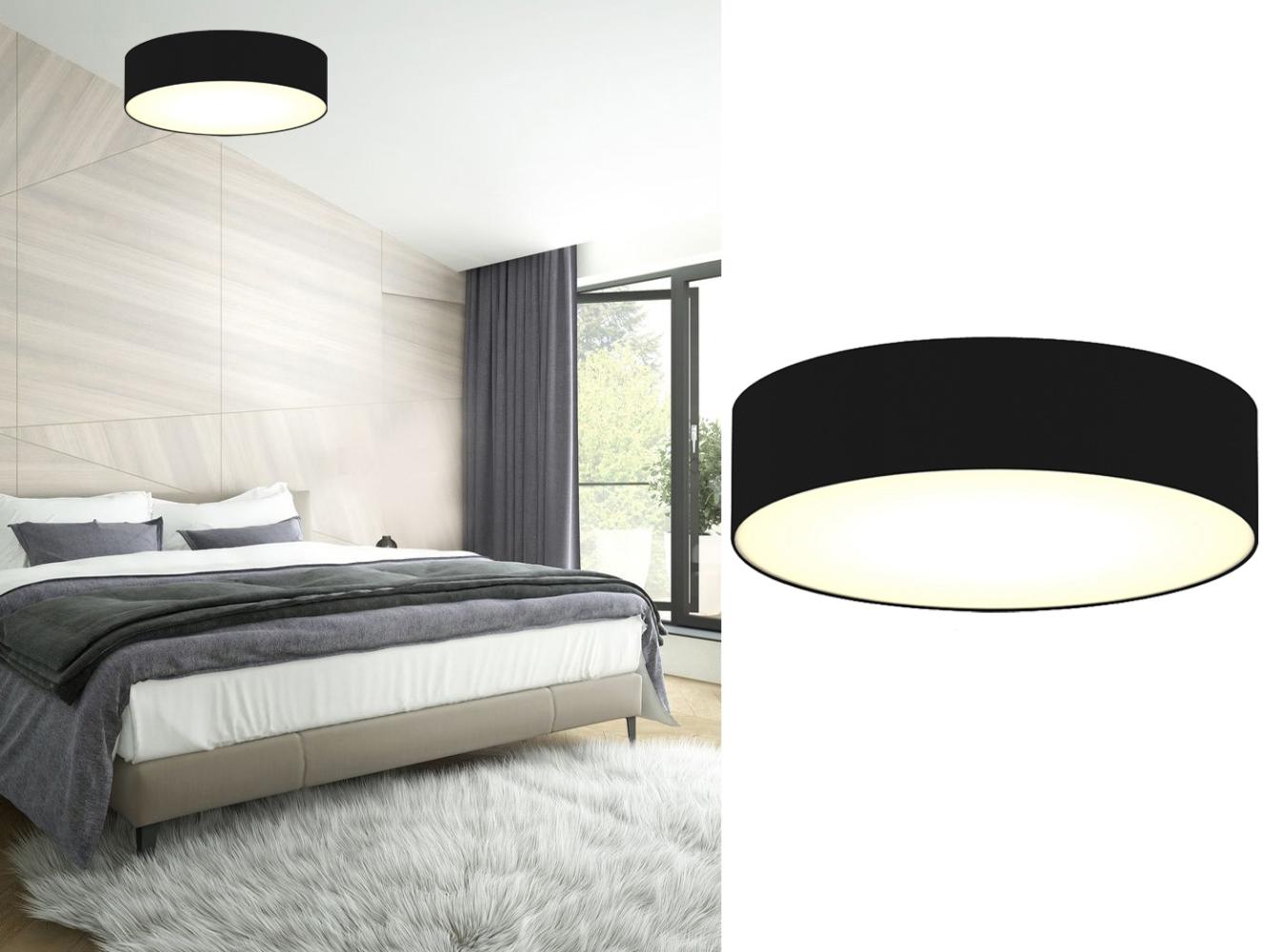 Deckenleuchte mit LED, Stoff schwarz/Abdeckung satiniert, Ø 40cm, CEILING DREAM Bild 1