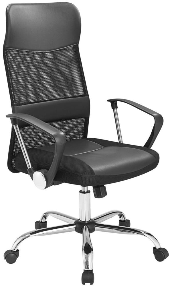 Juskys Bürostuhl ergonomisch Schreibtischstuhl Drehstuhl - höhenverstellbar mit Mesh Bespannung hohe Rückenlehne - Gaming Stuhl mit Armlehne - Schwarz Bild 1
